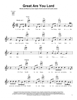 page one of Great Are You Lord (Ukulele)