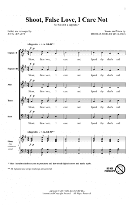 page one of Shoot, False Love, I Care Not (SATB Choir)