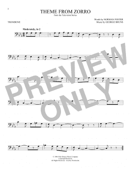 page one of Theme From Zorro (Trombone Solo)