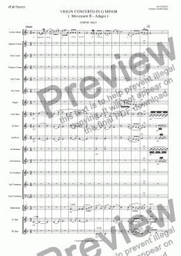 page one of Violin Concerto in G Minor - Brass Band - (Cornet Solo)