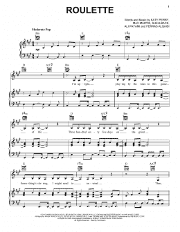 page one of Roulette (Piano, Vocal & Guitar Chords (Right-Hand Melody))
