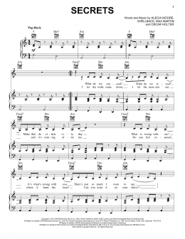 page one of Secrets (Piano, Vocal & Guitar Chords (Right-Hand Melody))