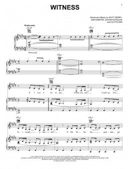page one of Witness (Piano, Vocal & Guitar Chords (Right-Hand Melody))