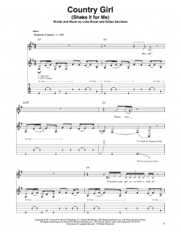 page one of Country Girl (Shake It For Me) (Guitar Tab (Single Guitar))