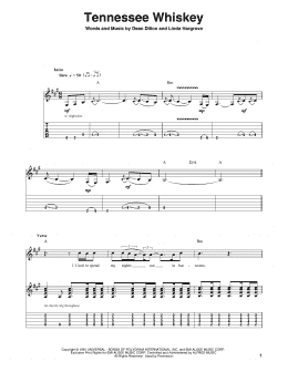 page one of Tennessee Whiskey (Guitar Tab (Single Guitar))