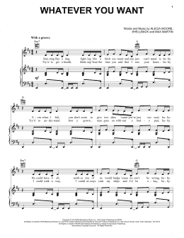 page one of Whatever You Want (Piano, Vocal & Guitar Chords (Right-Hand Melody))