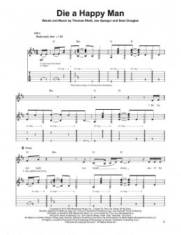 page one of Die A Happy Man (Guitar Tab (Single Guitar))