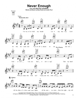 page one of Never Enough (from The Greatest Showman) (Ukulele)