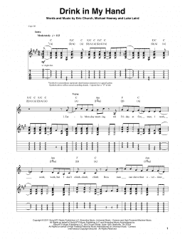 page one of Drink In My Hand (Guitar Tab (Single Guitar))