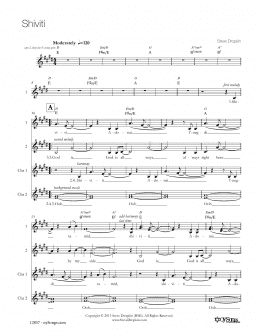page one of Shiviti (Lead Sheet / Fake Book)