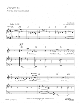 page one of V'Sham'Ru (Piano, Vocal & Guitar Chords (Right-Hand Melody))