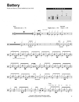 page one of Battery (Drums Transcription)