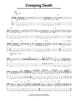 page one of Creeping Death (Bass Guitar Tab)