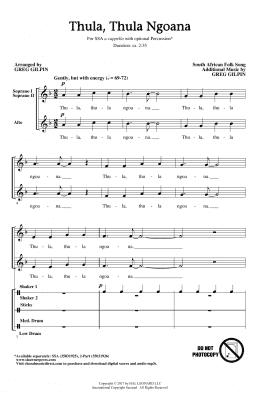 page one of Thula Thula Ngoana (SSA Choir)