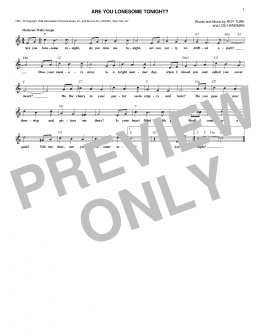 page one of Are You Lonesome Tonight? (Lead Sheet / Fake Book)