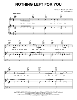 page one of Nothing Left For You (Piano, Vocal & Guitar Chords (Right-Hand Melody))