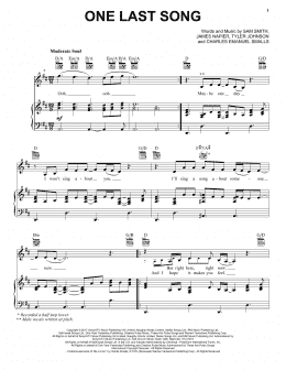 page one of One Last Song (Piano, Vocal & Guitar Chords (Right-Hand Melody))
