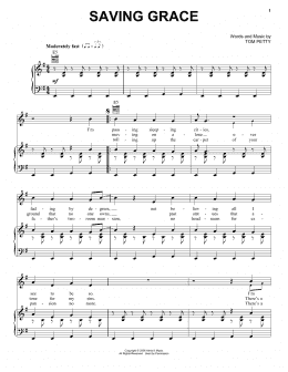 page one of Saving Grace (Piano, Vocal & Guitar Chords (Right-Hand Melody))