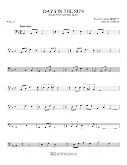 page one of Days In The Sun (from Beauty And The Beast) (Cello Solo)