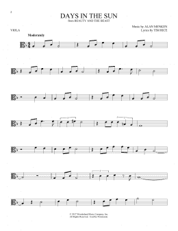 page one of Days In The Sun (from Beauty And The Beast) (Viola Solo)