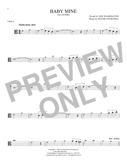 page one of Baby Mine (from Dumbo) (Viola Solo)