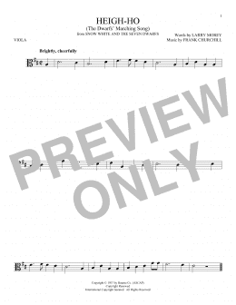 page one of Heigh-Ho (from Snow White And The Seven Dwarfs) (Viola Solo)