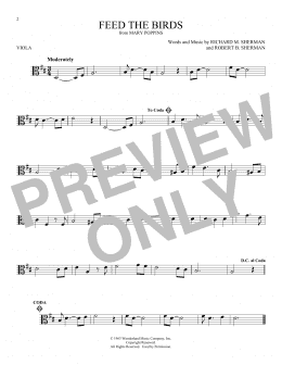 page one of Feed The Birds (Tuppence A Bag) (from Mary Poppins) (Viola Solo)