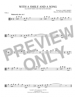 page one of With A Smile And A Song (from Snow White And The Seven Dwarfs) (Viola Solo)