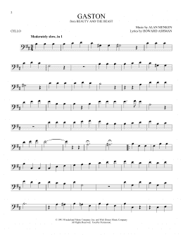 page one of Gaston (from Beauty And The Beast) (Cello Solo)