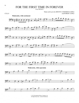page one of For The First Time In Forever (from Frozen) (Cello Solo)