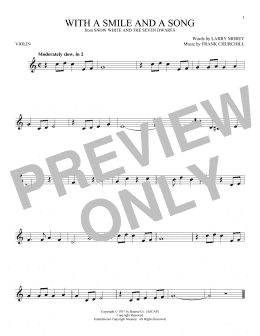 page one of With A Smile And A Song (from Snow White And The Seven Dwarfs) (Violin Solo)