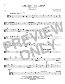 page one of Trashin' The Camp (Pop Version) (from Tarzan) (Viola Solo)