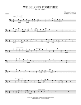 page one of We Belong Together (from Toy Story 3) (Cello Solo)