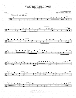 page one of You're Welcome (from Moana) (Viola Solo)