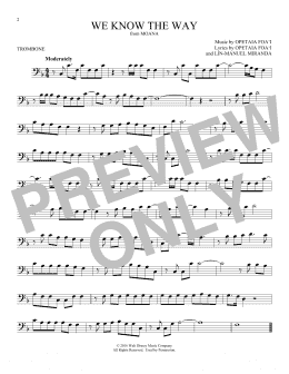 page one of We Know The Way (from Moana) (Trombone Solo)