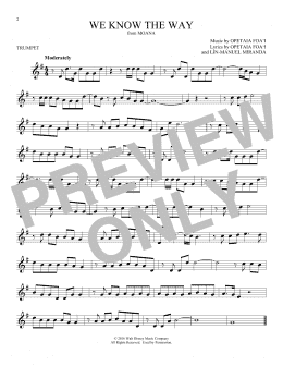 page one of We Know The Way (from Moana) (Trumpet Solo)