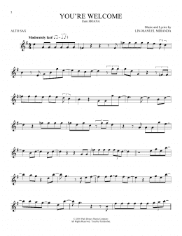 page one of You're Welcome (from Moana) (Alto Sax Solo)