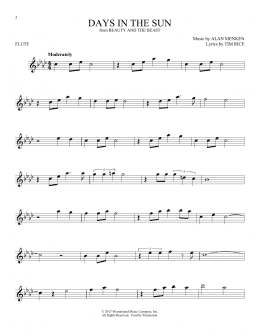 page one of Days In The Sun (from Beauty And The Beast) (Flute Solo)