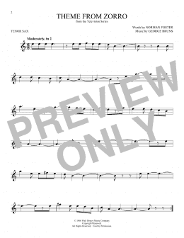 page one of Theme From Zorro (Tenor Sax Solo)