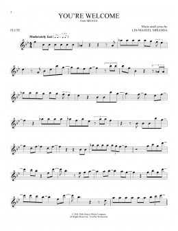 page one of You're Welcome (from Moana) (Flute Solo)