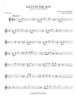 page one of Days In The Sun (from Beauty And The Beast) (Alto Sax Solo)