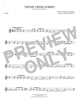 page one of Theme From Zorro (French Horn Solo)