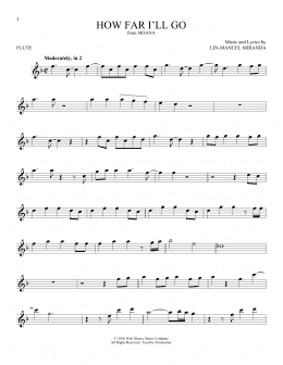 page one of How Far I'll Go (from Moana) (Flute Solo)