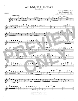 page one of We Know The Way (from Moana) (Flute Solo)