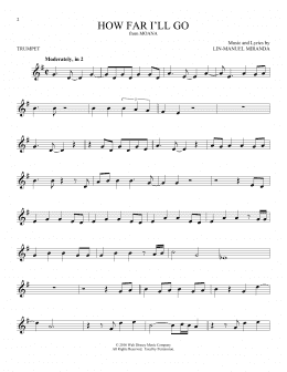 page one of How Far I'll Go (from Moana) (Trumpet Solo)