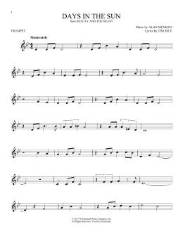 page one of Days In The Sun (from Beauty And The Beast) (Trumpet Solo)