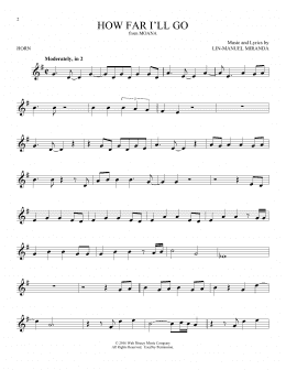 page one of How Far I'll Go (from Moana) (French Horn Solo)