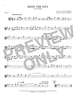 page one of Seize The Day (from Newsies) (Viola Solo)