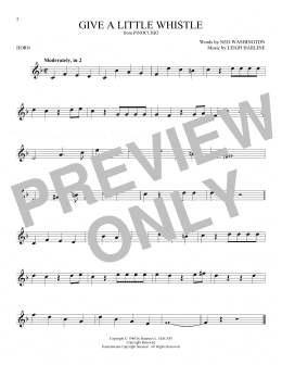 page one of Give A Little Whistle (from Pinocchio) (French Horn Solo)