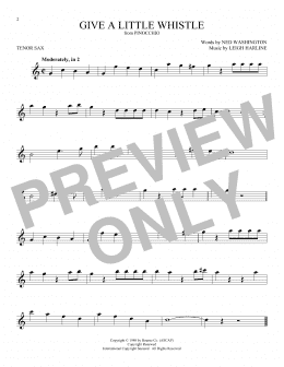 page one of Give A Little Whistle (from Pinocchio) (Tenor Sax Solo)